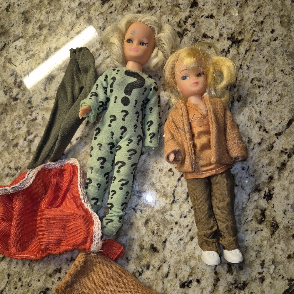 Kids Dolls with Green and Orange Outfits